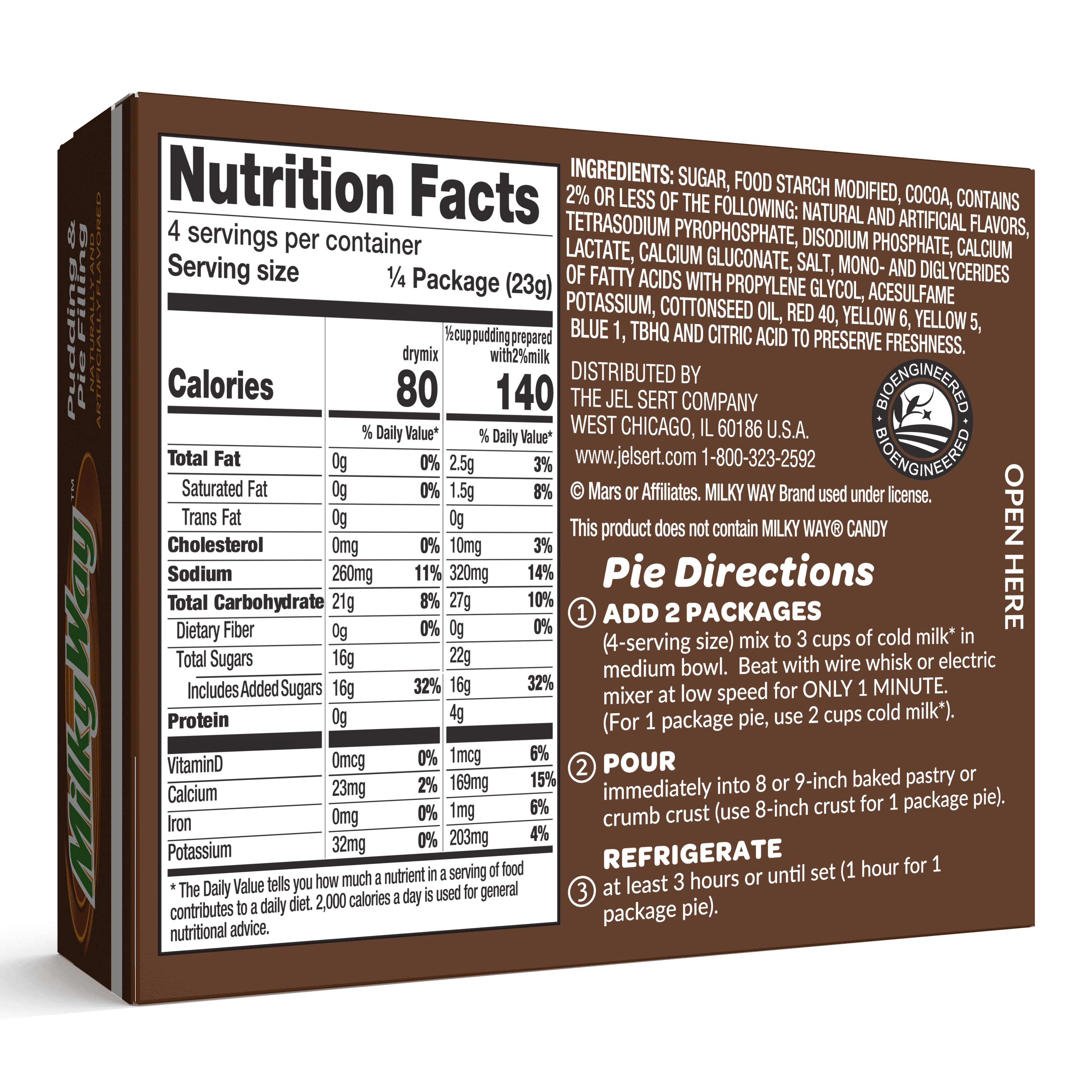 (2 pack) MILKY WAY™ Milk Chocolate Pudding & Pie Filling, Fat-Free, 3.03 oz, Box