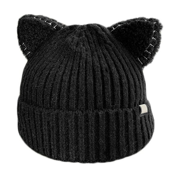 Yokua Solid Color Kawaii for Cat Ears Hat Lovely Warm Beanies Cap Ear for Protection A