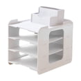 thumbnail image 2 of Multi Layer File Rack | Desktop Horizontal Classification Organizer | A4 Paper Document Storage | Space Saving Multi Tier Shelf | Density Board White 1 Pc 31x27x23 cm, 2 of 6