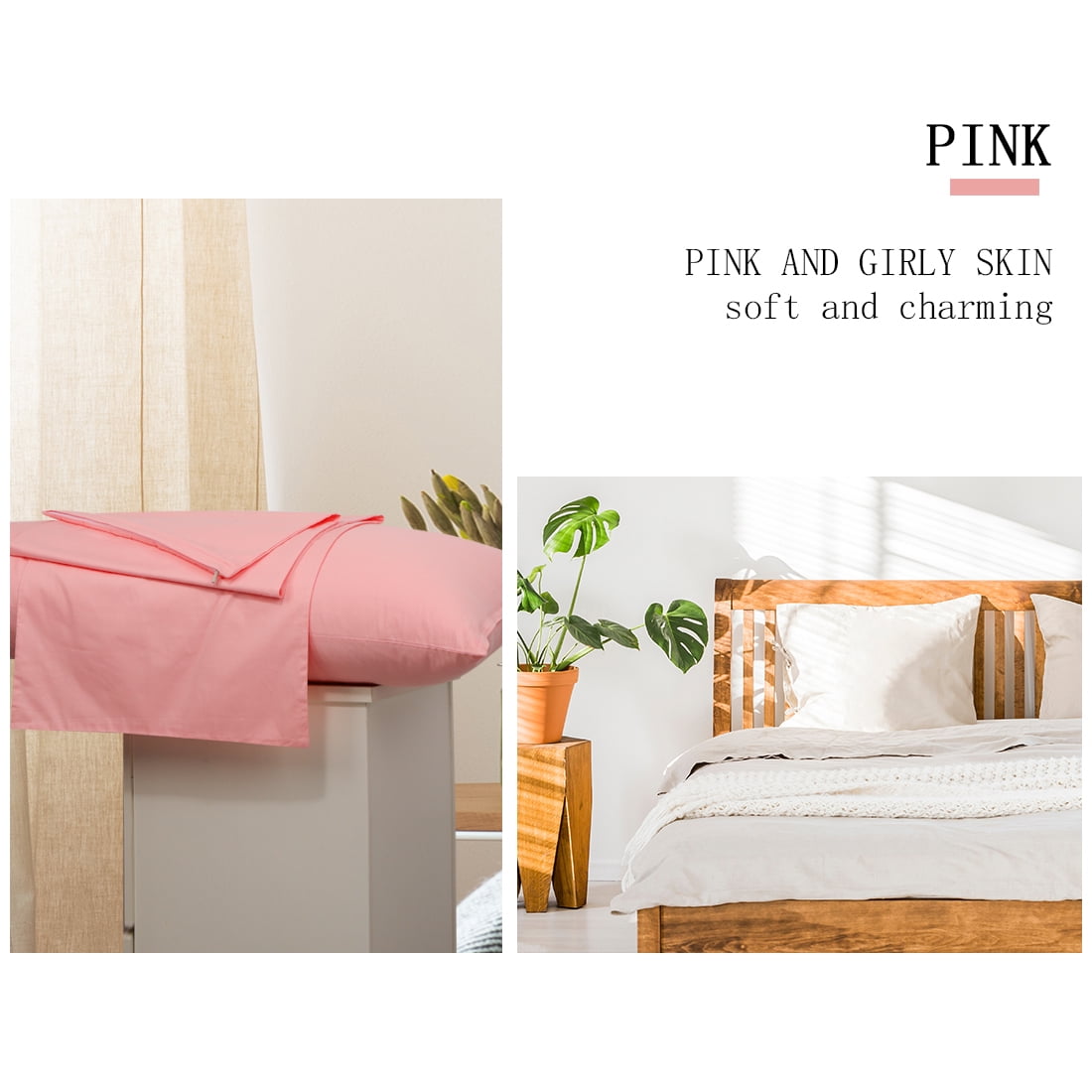 Unique Bargains Cotton Zippered Body Pillowcase Pillow Cover Pink 20" x 54"