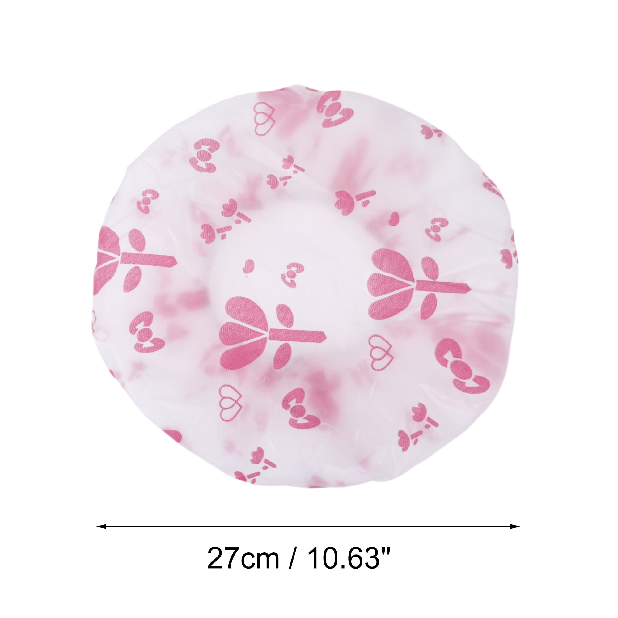 Unique Bargains Print Single Layer Shower Cap 5 Pcs Pink