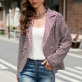 thumbnail image 4 of IROINNID Women's Blazer Jacket Long Sleeve Plaid Notch Lapel Outwear, Casual Autumn Winter Lapel Jacket Small Suit, 4 of 5