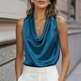 thumbnail image 6 of Women's Satin Cowl Neck Blouse Elegant Sleeveless Business Casual Tank Top Tshirts Summer Solid Color Office Work Shirts, 6 of 8