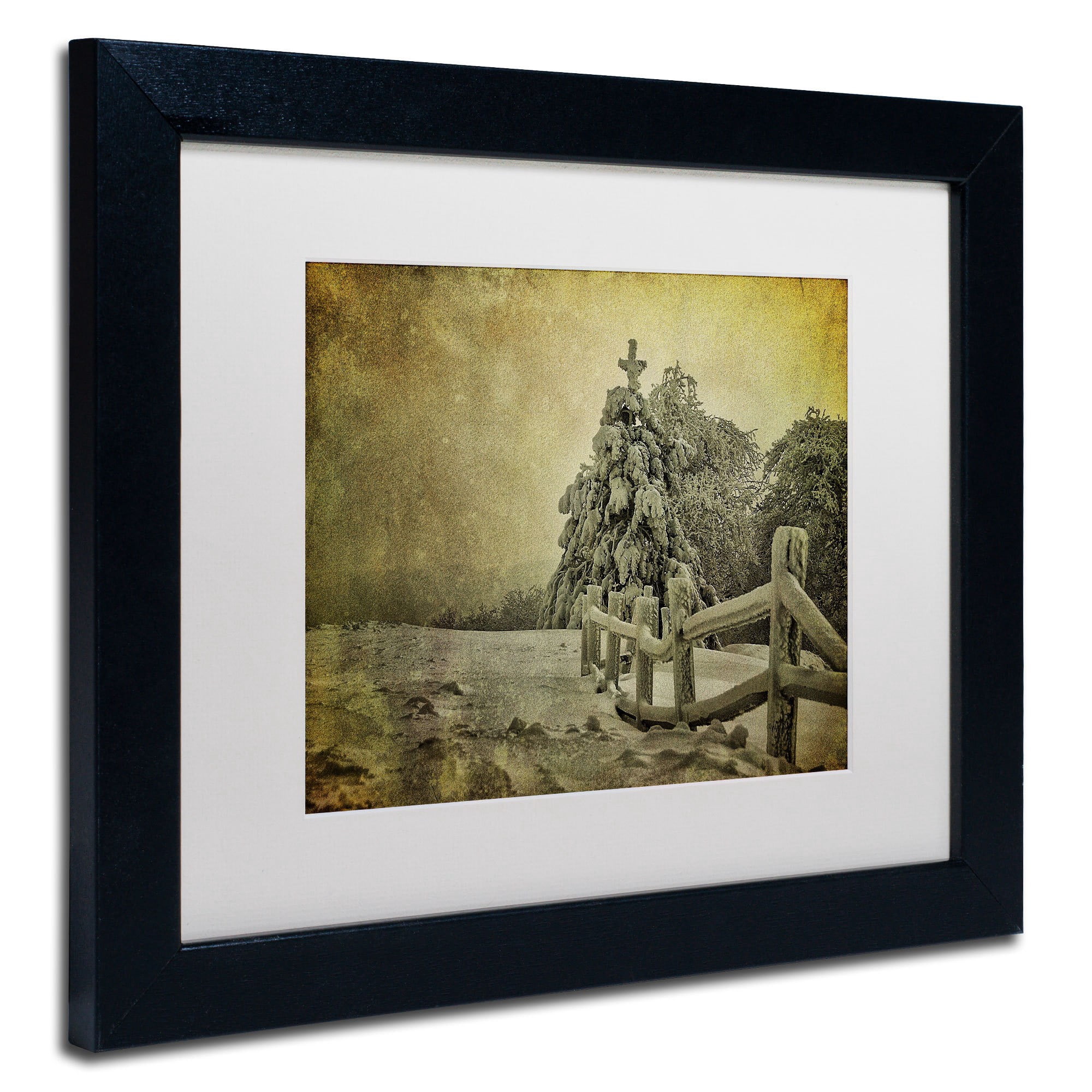 Trademark Fine Art "Oh Christmas Tree" Canvas Art by Lois Bryan, White Mat, Black Frame