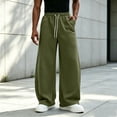 thumbnail image 2 of Men's Loose Fit Sweatpants with Pockets,Drawstring Elastic Waist Wide Leg Pants for Home Loungewear, 2 of 7