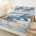 thumbnail image 4 of Castle Fairy Oil Painting Coastal Chair Art Bed Sheets 4-Piece,Hydrangea Seashell Dune Beach Layout Full Size Sheets,Sky Beige,1 Fitted Sheet,1 Flat Sheet and 2 Pillowcases, 4 of 6