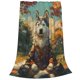 thumbnail image 2 of Balery Forest Maple Leaf Husky Manta de Felpa Suave y Acogedora – Cobija de Franela Aterciopelada para Cama, Lavable y Cálida para Sofá, Mascotas, Transpirable-50"x40", 2 of 7