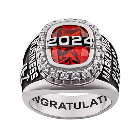Order Now for 2025 Graduation, Freestyle Class Rings Men's Birthstone Class Ring, 1.5 ct. t.w, Sterling Silver, Rhodium Plated