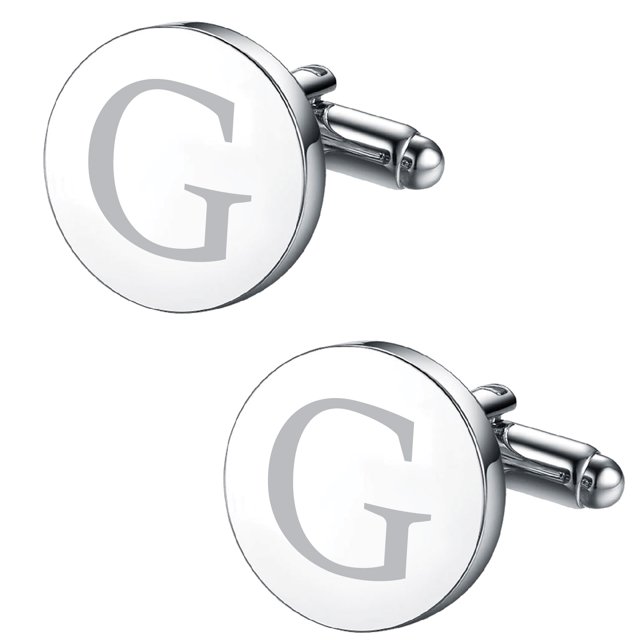 BodyJ4You 2PC Cufflinks Engraved Personalized Initials Letter G Formal Button Shirt Gift Box Set