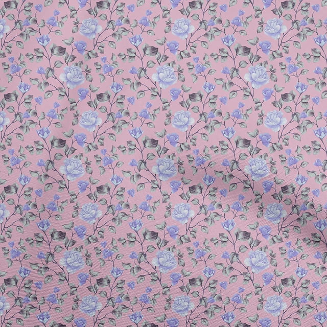 oneOone Cotton Poplin Light Pink Fabric Floral Craft Projects Decor Fabric Printed By The Yard 42 Inch Wide