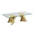 thumbnail image 2 of Geometric Clear Glass Coffee + 2 End + Console Set with Gold Stainless Steel, 2 of 4