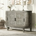 thumbnail image 2 of 47.2" Wooden Accent Storage Cabinet, Kitchen Buffet Sideboard with Antique Pattern Doors for Dining Room, Entryway,Hallway-Antique Gray, 2 of 9