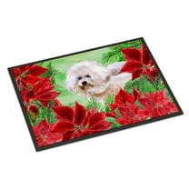 Carolines Treasures CK1353JMAT Bichon Frise 2 Poinsettas Door Mat Indoor Rug or Outdoor Welcome Mat 24x36 Doormat  36"L