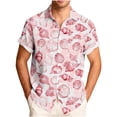 thumbnail image 2 of Ceisia Men's Relaxed Fit Pink-White Gradient Burgundy Shell Print Hawaiian Shirt Short Sleeve Summer Beach Casual Button Down Shirt (S-5XL) Gifts, 2 of 6
