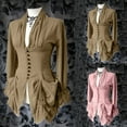 thumbnail image 2 of Tejiojio Clearance Vintage Renaissance Outfits Women Long Sleeve Retro Lace Trim Button Up Irregular Tailcoat Outwear, 2 of 6