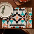 thumbnail image 5 of Earthy Bohemian Flax Table Mats Set of 4, 12x18 Inch Washable Tribal Style, Rustic Vintage Decor for Nordic Style Farmhouse Kitchen and Dining Room, 5 of 6