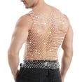 thumbnail image 6 of UVEASISHA Men's Sleeveless Party Shirts Sparkly Mesh Rhinestone Tank Tops Sheer See Through Fishnet Shirt for Festival Nightclub Wear White XL, 6 of 6