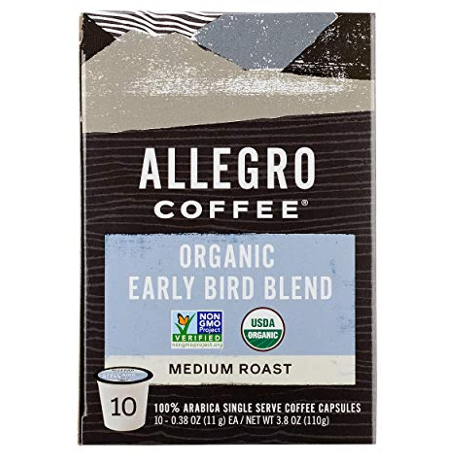 Allegro Coffee, Coffee Early Bird Blend Pods Organic 10 Count, 3.8 Ounce