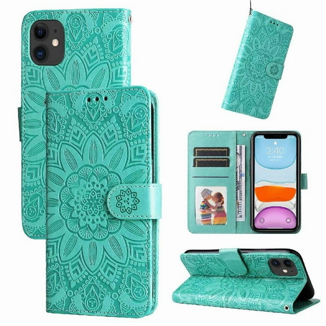 Funda tipo cartera GANGXUN para iPhone 11 Pro , diseño girasol, cuero PU, soporte, cierre magnético, tarjetero