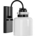 thumbnail image 6 of Fessler Collection One-Light Matte Black Opal Glass Farmhouse Bath Light, 6 of 13