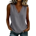 thumbnail image 4 of PNTUTB Summer Fashion Tops for Women's Sleeveless Tank Tops Solid-Color V-Neck Lace-Up Top Loose Breathable Comfortable Casual Tank Tops, 4 of 6