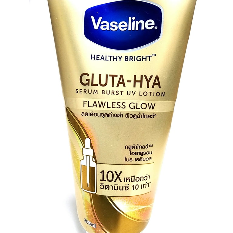 Vaseline Gluta-Hya Serum Burst UV Body Face Lotion Flawless Glow, Size 300ml , 10.14 Oz ( Pack of 1 ) . Vaseline Gluta-Hya Serum Burst UV Body Face Lotion Flawless Glow, Size 300ml , 10.14 Oz ( Pack of 1 ) .
