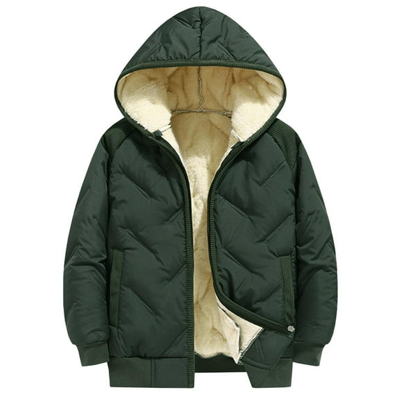 Coerni Kids Sherpa Hoodies Fuzzy Fleece Lined Jacket Full Zipper Quilted Down Coat Winter Thicken Thermal Athletic Padded Coat