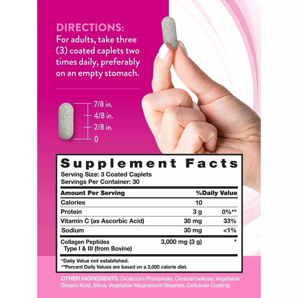 Nature's Truth Hydrolyzed Collagen Dietary Supplement Caplets, 90 Ea (Pack of 3)