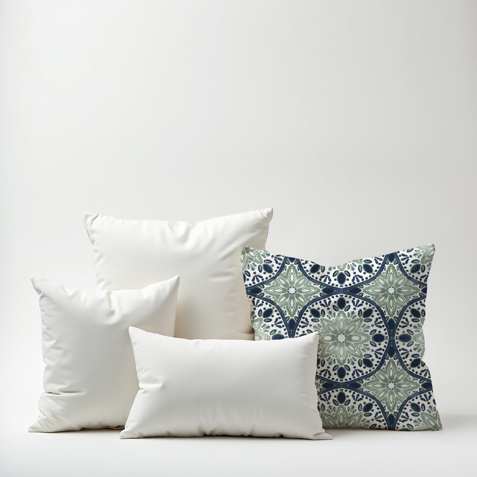 Creative Products Faded Blue Green Medallions 18x18 Indoor / Outdoor Pillow