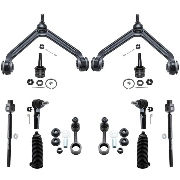 Detroit Axle - 12pc Suspension Kit for 2004-2009 Dodge Durango, 07-09 Chrysler Aspen, 2 Upper Control Arms w/Ball Joints, 2 Lower Ball Joints, 4 Tie Rods, 2 Sway Bars, 2 Boots, Replacement