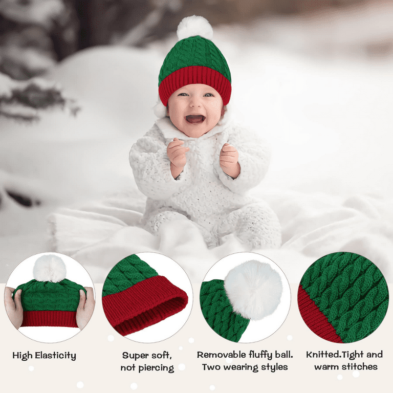 winter baby knit hat with two