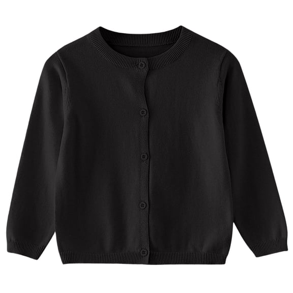 Sewkxo Baby Girls Boys Cotton Cardigan Long Sleeve Kid Button Sweater Girl Crew Neck Cardigans Uniform Sweater,Black 100