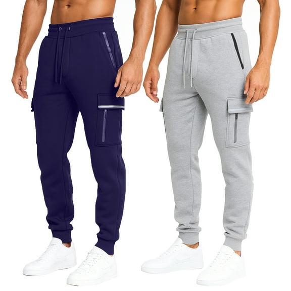 Men's Fleece Lined Cargo Tech Joggers 2-Pack