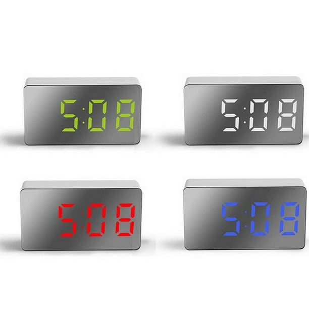 Mini reloj despertador electrónico, reloj despertador con espejo LED, reloj despertador con espejo LED, reloj despertador digital, el mejor de su clase