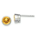 thumbnail image 1 of 925 Sterling Silver Citrine Circle Stud Earrings Gemstone, 1 of 6