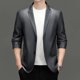thumbnail image 3 of Chaqueta de traje para hombre, nueva chaqueta de cuero de otoño, suave, ajustada, coreana, para negocios, pequeña, a la moda, informal, 3 of 4