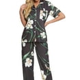 thumbnail image 5 of INSPIRE CHIC Women's Pajama Sets Button Down Shirt with Long Pants 2 Pcs Nightwear Sleepwear 2XL Black White, 5 of 5