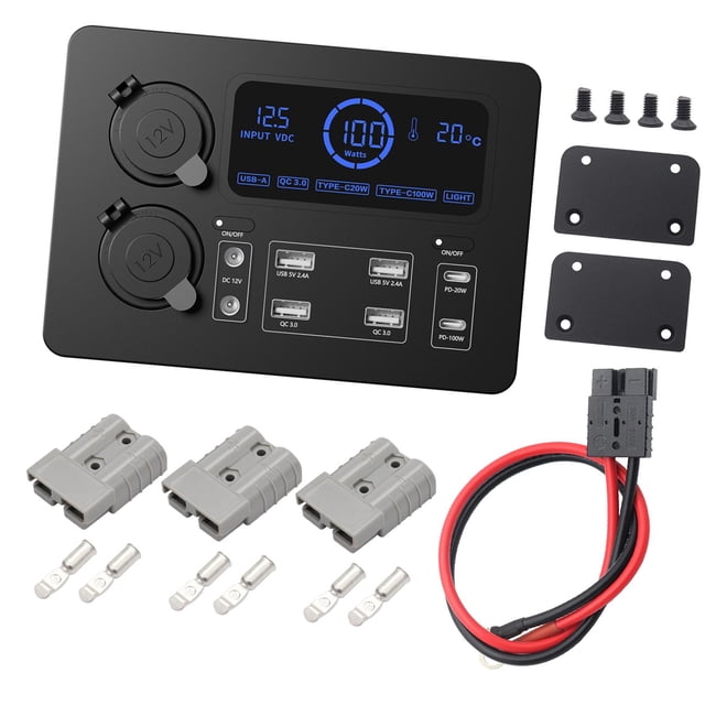 Ruiboury 12V Power Box Distributes Power Compact for Emergency Outdoor Boat With Accessories 16.6x11.7x5.7cm