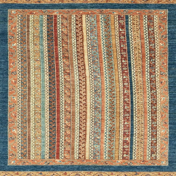 Ahgly Company Indoor Square Abstract Chestnut Brown Oriental Area Rugs, 8' Square