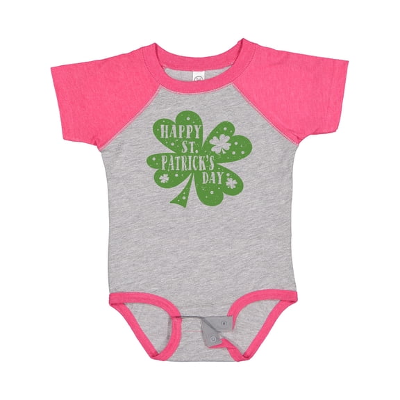 Inktastic Happy St. Patrick's Day Shamrock in Green Boys or Girls Baby Bodysuit
