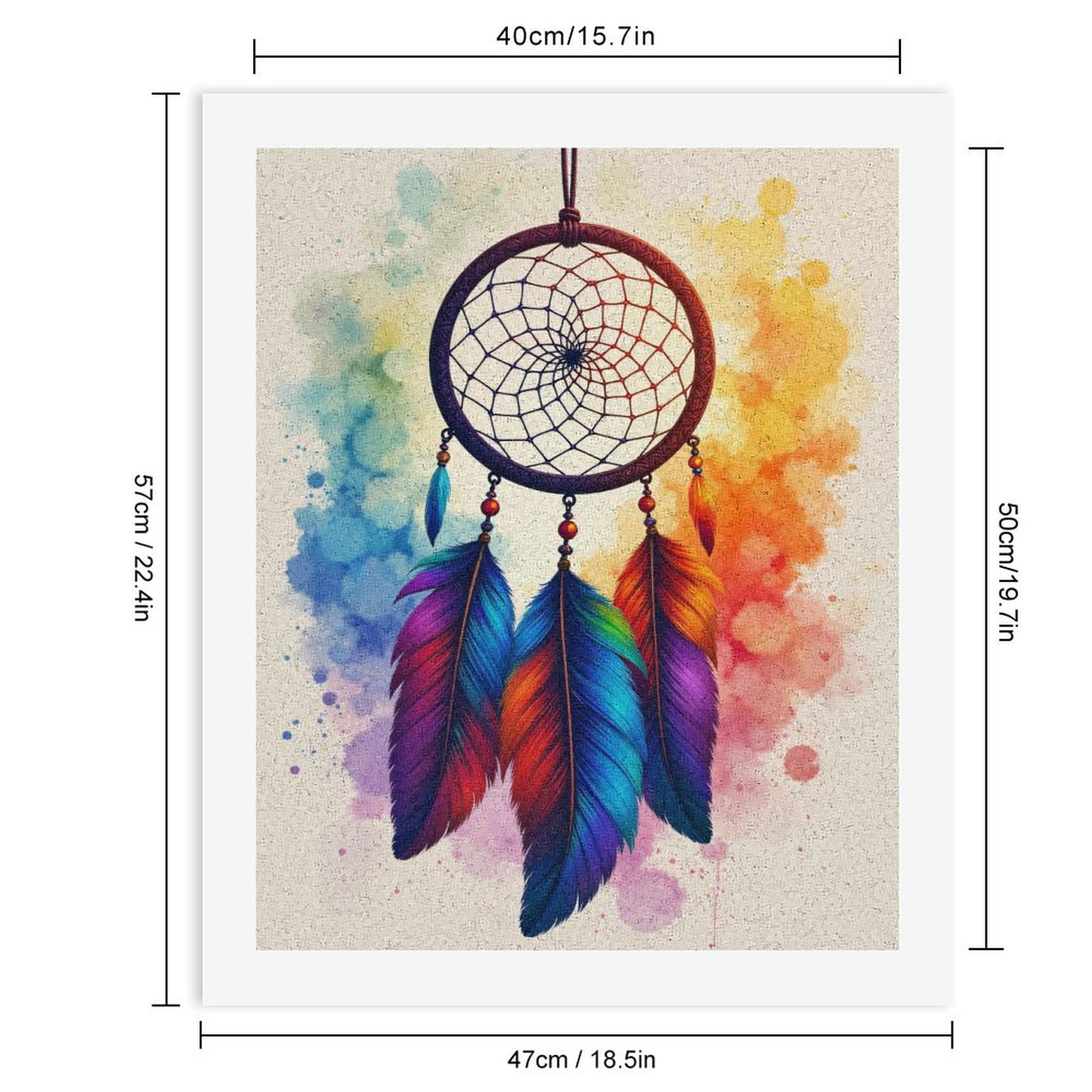Paint By Numbers Kit for Adults Beginner - DIY Dreamcatcher Rainbow Feathers Art Canvas Painting Kits for Adults, Frameless Paint By Number for Adults for Home Wall Decor 16x20 Inch