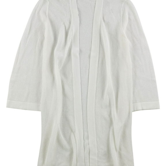 Calvin Klein Womens Mesh Cardigan Sweater, White, Small