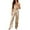 Khaki, variant on Women Female Solid Color Sleepwear For Casual And Comfort Home Wear With Seamless Bra Pants Set Sleeveless Spaghetti Strap V-Neck Camis Tops With Pants Pajamas Sets