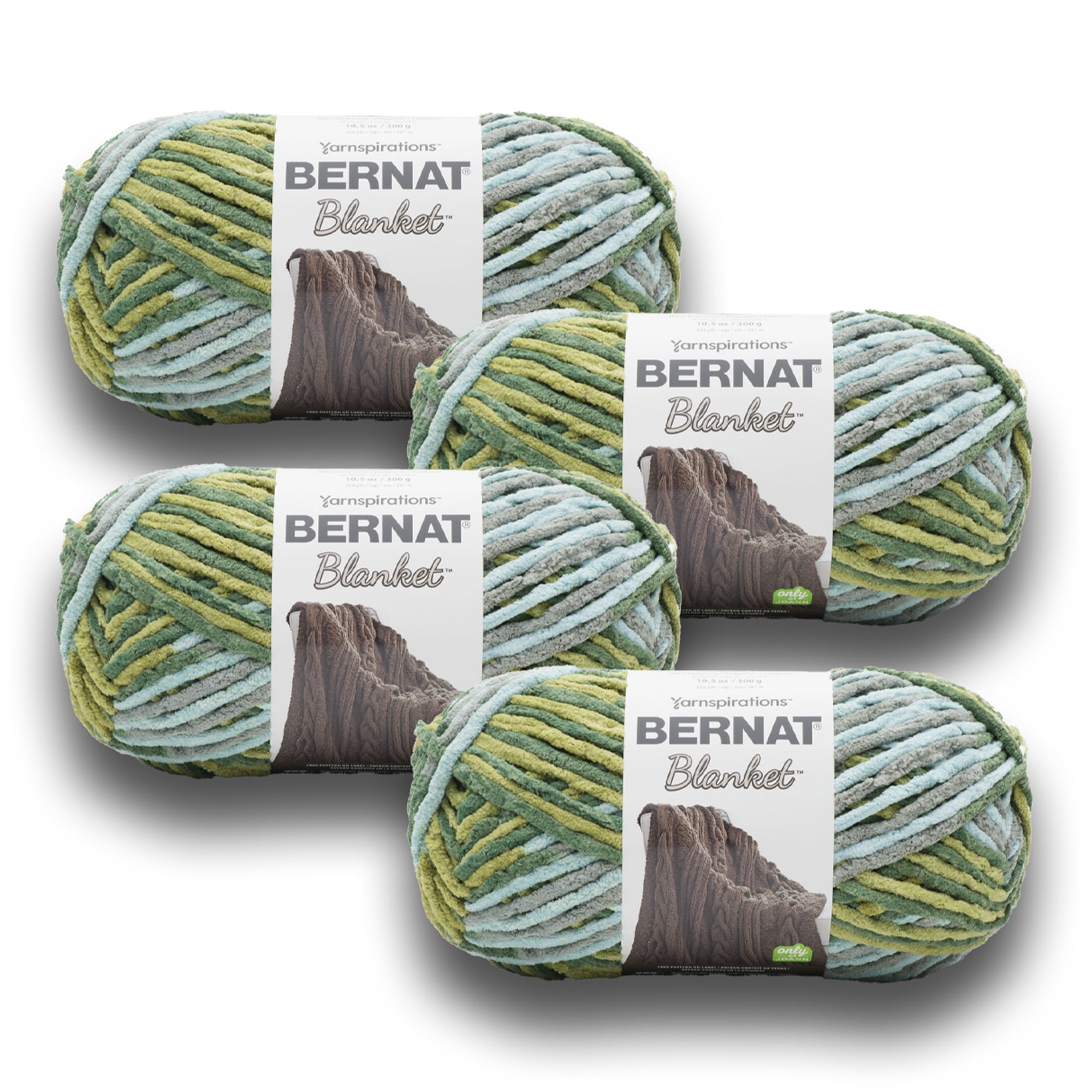 (2 pack) Bernat® Blanket™ #6 Super Bulky Polyester Yarn, Forest Sage 10.5oz/300g, 220 Yards (4 Pack)