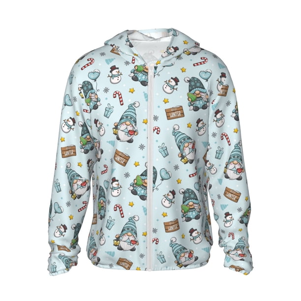 Fotbe Winter Wonderland Light Blue Chaqueta con Protección Solar UPF 50+ para Hombre y Mujer, Camisa con Capucha y Bolsillos-Medium
