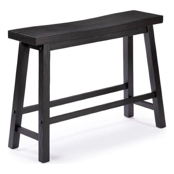 Amber Counter Height Bench- Backless Seat- Charcoal Black Acacia Wood