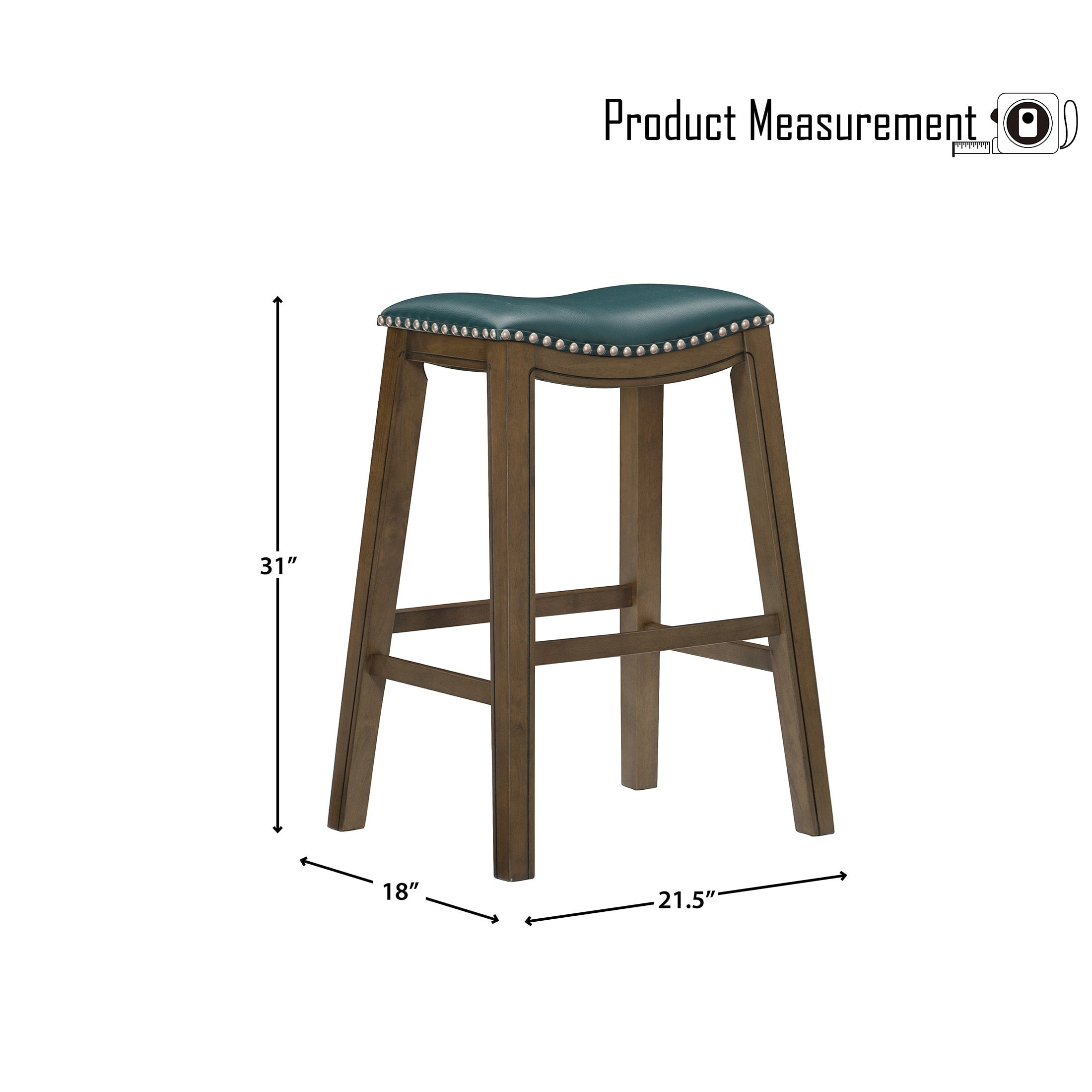 OakvillePark Eustis Saddle Seat Pub Height Barstool, Green
