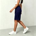 thumbnail image 5 of Bermuda Shorts for Women Hiking Casual Elastic Waist Wide Leg Suit Tailored Shorts Summer Dressy Work Shorts with Pockets Dark Blue 2XL, 5 of 5