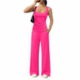 thumbnail image 4 of Ynynlocho Women's 2 Piece Lounge Sets Sleeveless Tank Tops Wide Leg Pants Sets Tracksuits Summer Matching Travel Outfit, 4 of 5