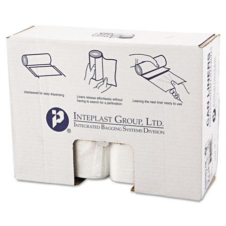 

Inteplast Group S386017N 60-Gallon 17 Microns 38 in. x 60 in. High-Density Interleaved Commercial Can Liners - Clear (200-Piece/Carton)